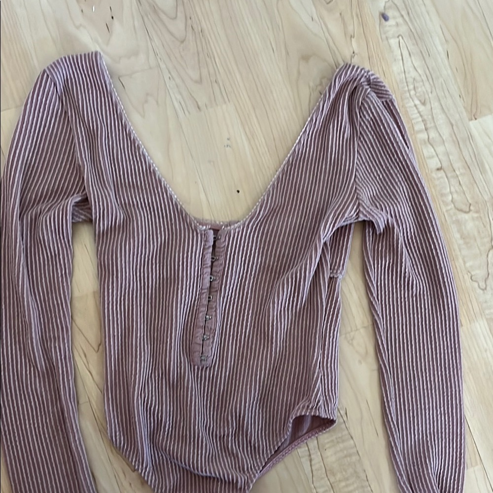 Urban Outfitters Dusty Rose Ribbed Bodysuit